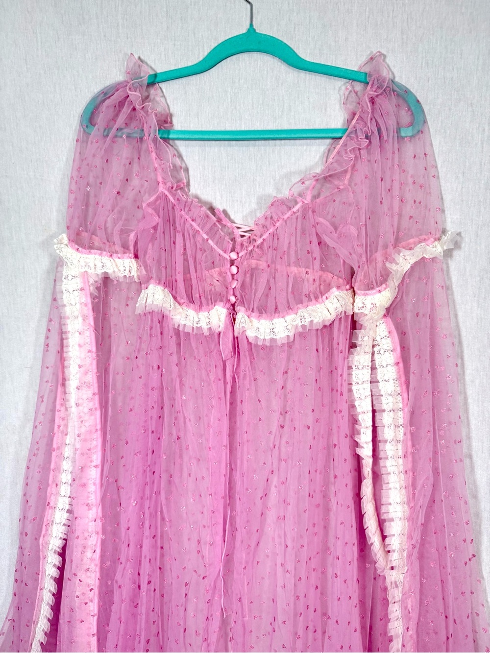 For Love & Lemons ULTRA RARE Sheer Pink Ruffled Princess robe - Picture 2 of 4